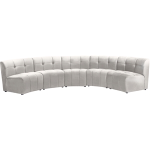 Meridian Furniture Limitless Cream Velvet Modular 5 Piece Sectional