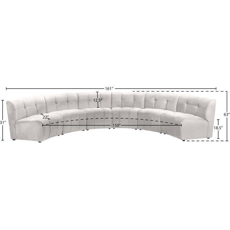 Meridian Furniture Limitless Cream Velvet Modular 6 Piece Sectional
