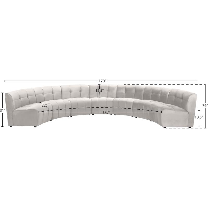 Meridian Furniture Limitless Cream Velvet Modular 7 Piece Sectional