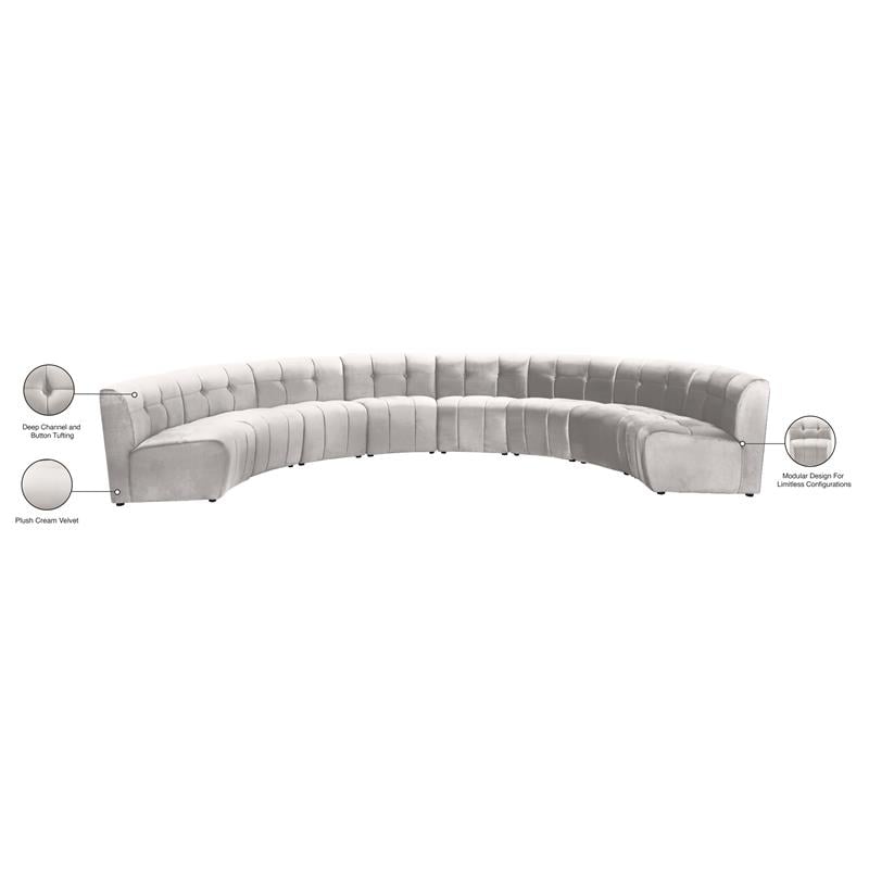 Meridian Furniture Limitless Cream Velvet Modular 8 Piece Sectional
