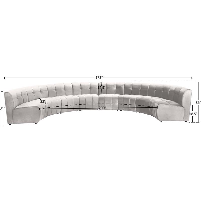 Meridian Furniture Limitless Cream Velvet Modular 8 Piece Sectional