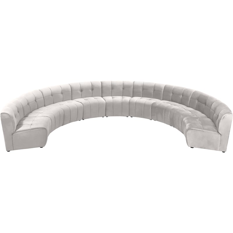 Meridian Furniture Limitless Cream Velvet Modular 9 Piece Sectional