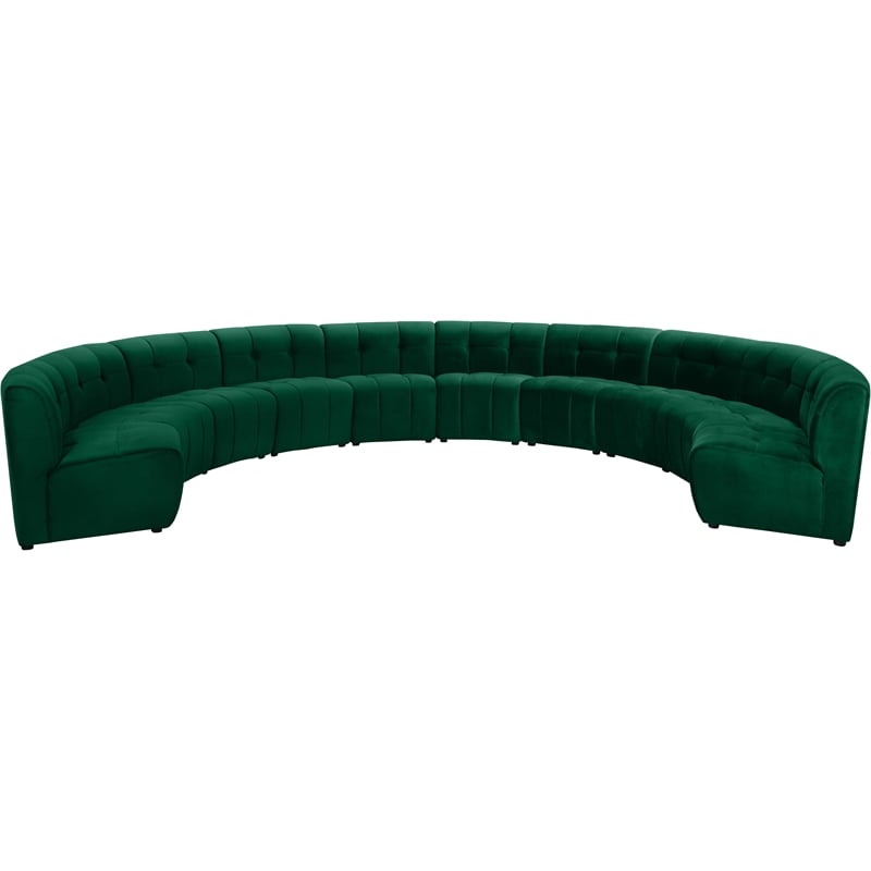 Meridian Furniture Limitless Green Velvet Modular 10 Piece Sectional