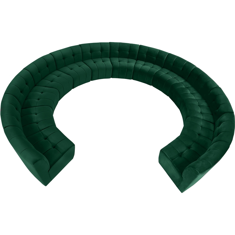 Meridian Furniture Limitless Green Velvet Modular 13 Piece Sectional