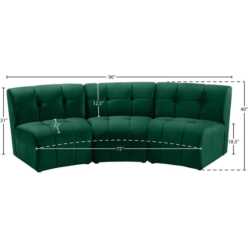 Meridian Furniture Limitless Green Velvet Modular Sofa