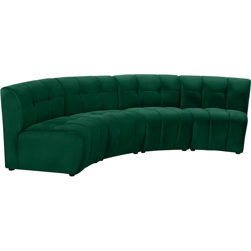 Meridian Furniture Limitless Green Velvet Modular 4 Piece Sectional