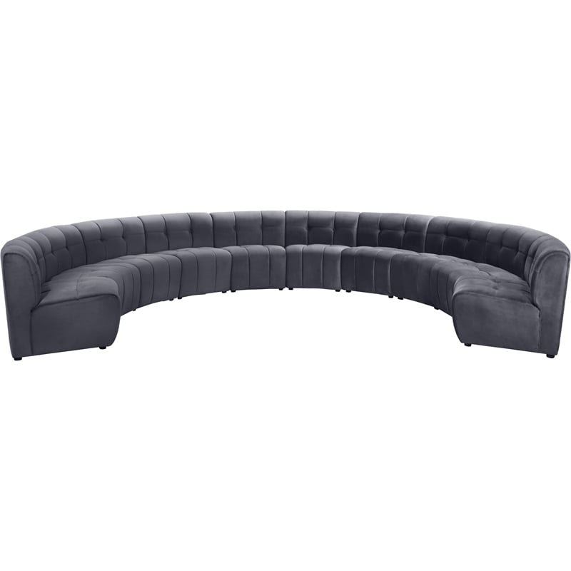 Meridian Furniture Limitless Gray Velvet Modular 10 Piece Sectional