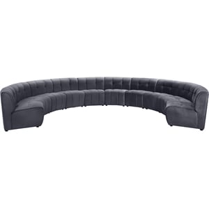 Meridian Furniture Limitless Gray Velvet Modular 10 Piece Sectional