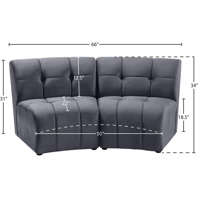 Meridian Furniture Limitless Gray Velvet Modular Loveseat