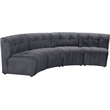 Meridian Furniture Limitless Gray Velvet Modular 4 Piece Sectional