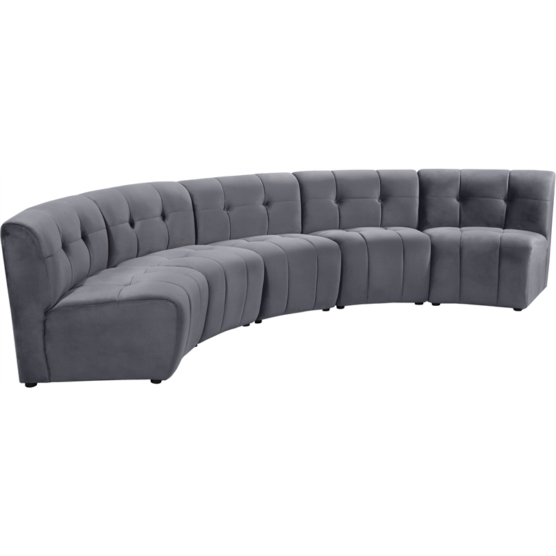 Meridian Furniture Limitless Gray Velvet Modular 5 Piece Sectional