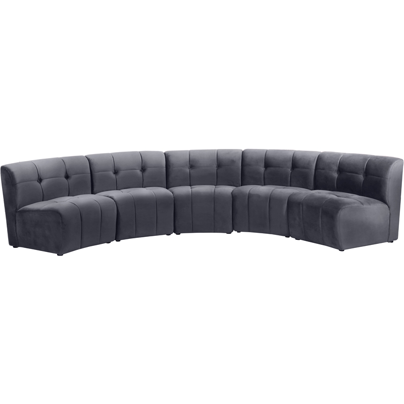 Meridian Furniture Limitless Gray Velvet Modular 5 Piece Sectional