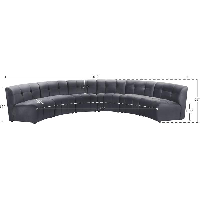 Meridian Furniture Limitless Gray Velvet Modular 6 Piece Sectional