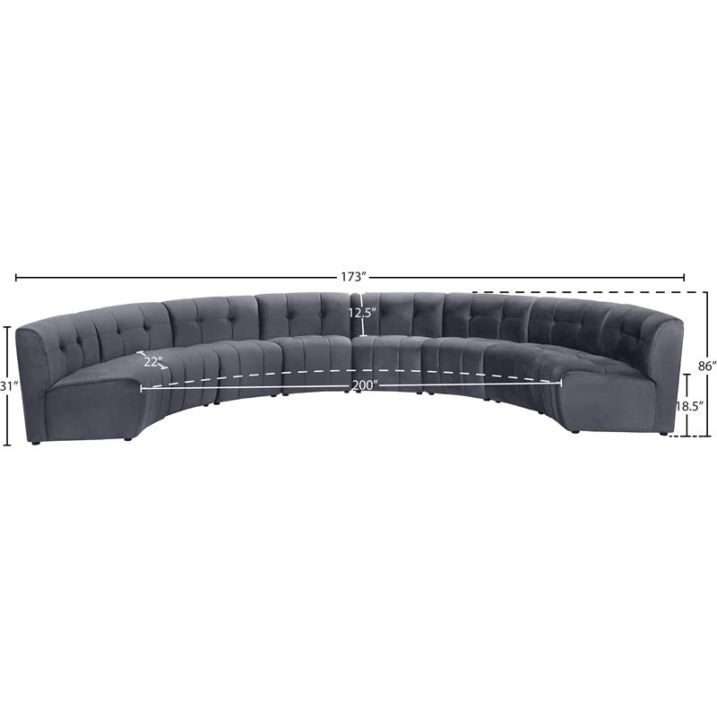 Meridian Furniture Limitless Gray Velvet Modular 8 Piece Sectional