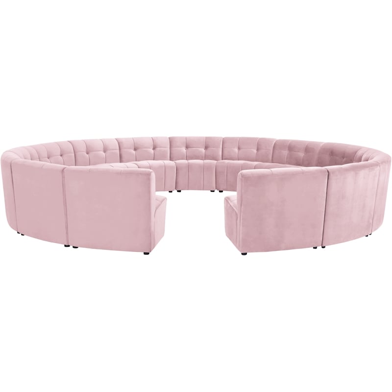 Meridian Furniture Limitless Pink Velvet Modular 15 Piece Sectional