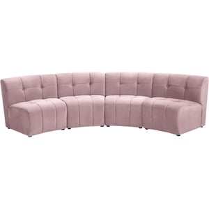 Meridian Furniture Limitless Pink Velvet Modular 4 Piece Sectional
