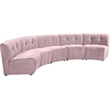 Meridian Furniture Limitless Pink Velvet Modular 5 Piece Sectional