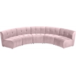 Meridian Furniture Limitless Pink Velvet Modular 5 Piece Sectional