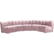 Meridian Furniture Limitless Pink Velvet Modular 5 Piece Sectional