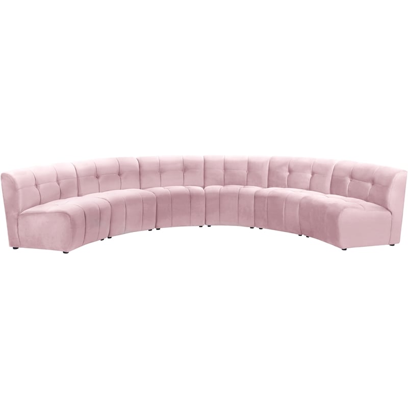 Meridian Furniture Limitless Pink Velvet Modular 6 Piece Sectional