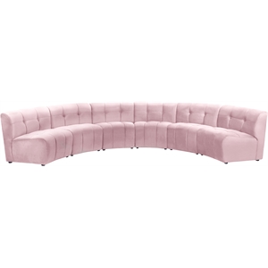 meridian furniture limitless pink velvet modular 6 piece sectional
