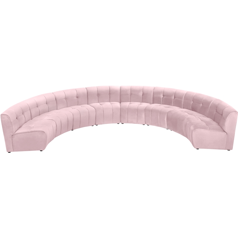 Meridian Furniture Limitless Pink Velvet Modular 8 Piece Sectional