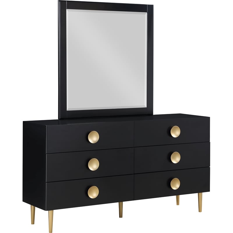 Meridian Furniture Zayne Contemporary Metal Dresser in Rich Black Finish