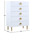Meridian Furniture Zayne Contemporary Metal Chest in Rich White Finish