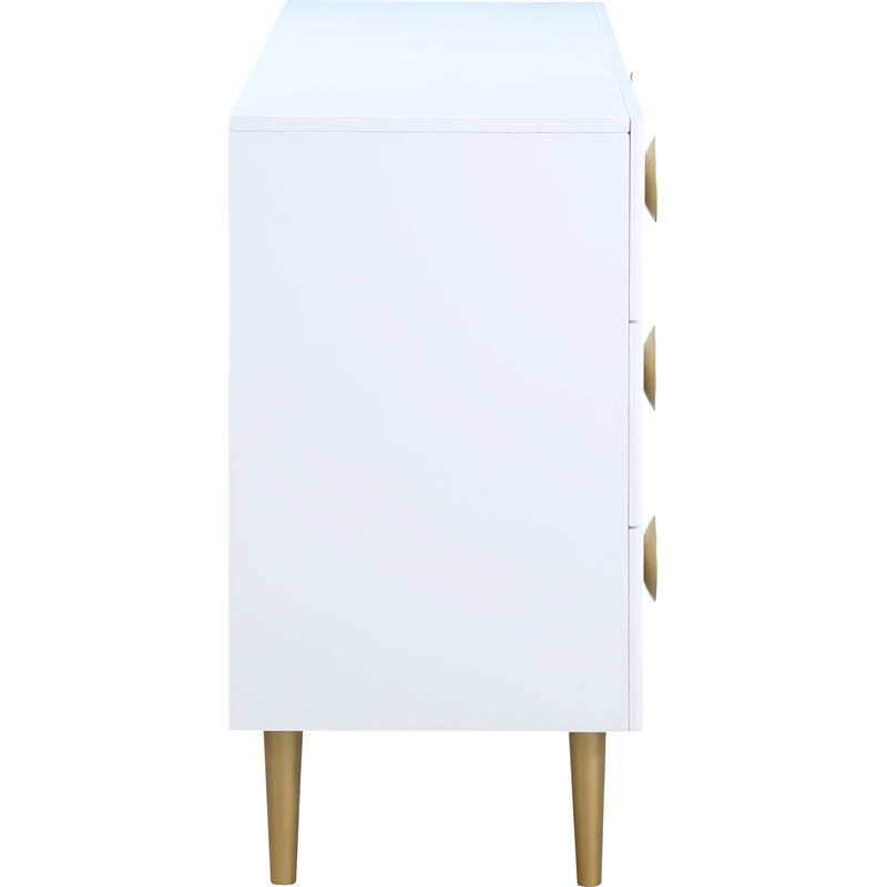 Meridian Furniture Zayne Contemporary Metal Dresser in Rich White Finish