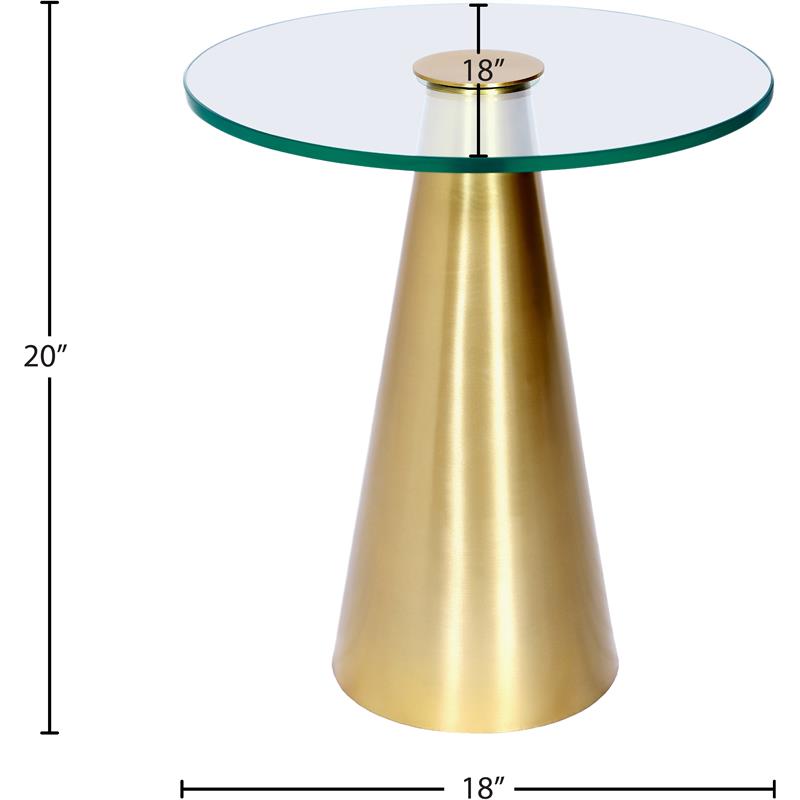 Meridian Furniture Glassimo Glass Top End Table with Brushed Gold Iron Base