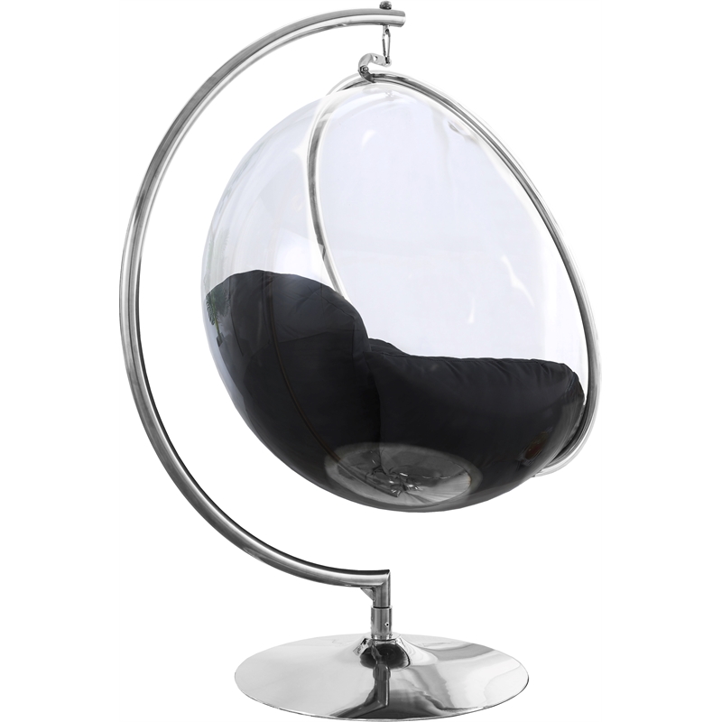 Meridian Furniture Luna Fabric Acrylic Swing Bubble Accent Chair in Black
