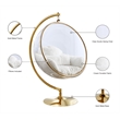 Meridian Furniture Luna White Faux Fur Acrylic and Metal Swing Accent Chair