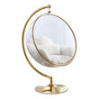 Meridian Furniture Luna White Faux Fur Acrylic and Metal Swing Accent Chair