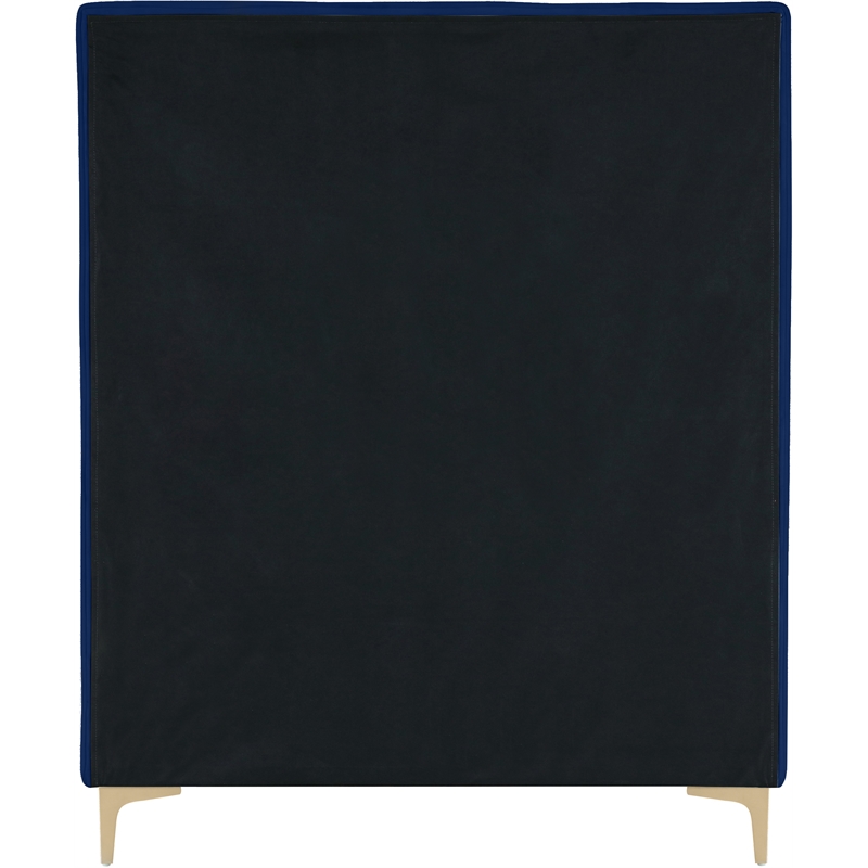 Meridian Furniture Geri Navy Velvet Twin Bed with Gold and Chrome Legs Included