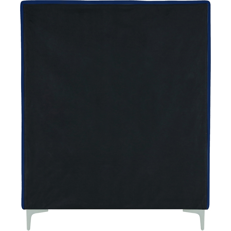 Meridian Furniture Geri Navy Velvet Twin Bed with Gold and Chrome Legs Included