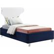 Meridian Furniture Ghost Navy Velvet Twin Bed with Acrylic Headboard and Legs