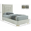 Meridian Furniture Nora Cream Velvet Twin Bed with Gold/Chrome Legs Included