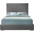 Meridian Furniture Nora Gray Velvet Queen Bed with Gold/Chrome Legs Included