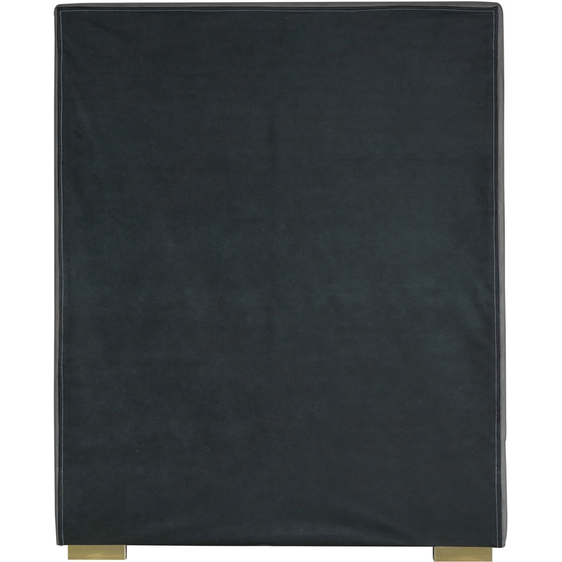 Meridian Furniture Nora Gray Velvet Twin Bed with Gold/Chrome Legs Included