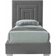 Meridian Furniture Nora Gray Velvet Twin Bed with Gold/Chrome Legs Included