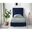 Meridian Furniture Nora Navy Velvet Twin Bed with Gold/Chrome Legs Included