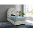 Meridian Furniture Rainbow Cream Velvet Twin Bed in Acrylic Finish