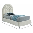 Meridian Furniture Rainbow Cream Velvet Twin Bed in Acrylic Finish