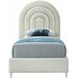 Meridian Furniture Rainbow Cream Velvet Twin Bed in Acrylic Finish