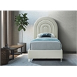 Meridian Furniture Rainbow Cream Velvet Twin Bed in Acrylic Finish