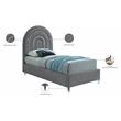 Meridian Furniture Rainbow Gray Velvet Twin Bed in Acrylic Finish