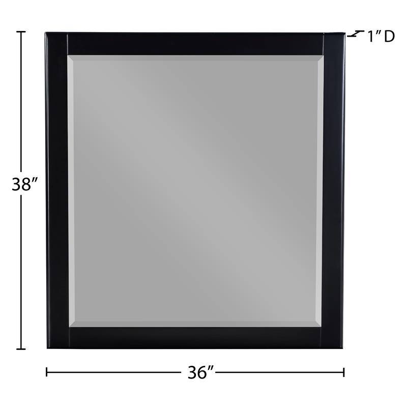 Meridian Furniture Zayne Contemporary Mirror in Rich Black Finish