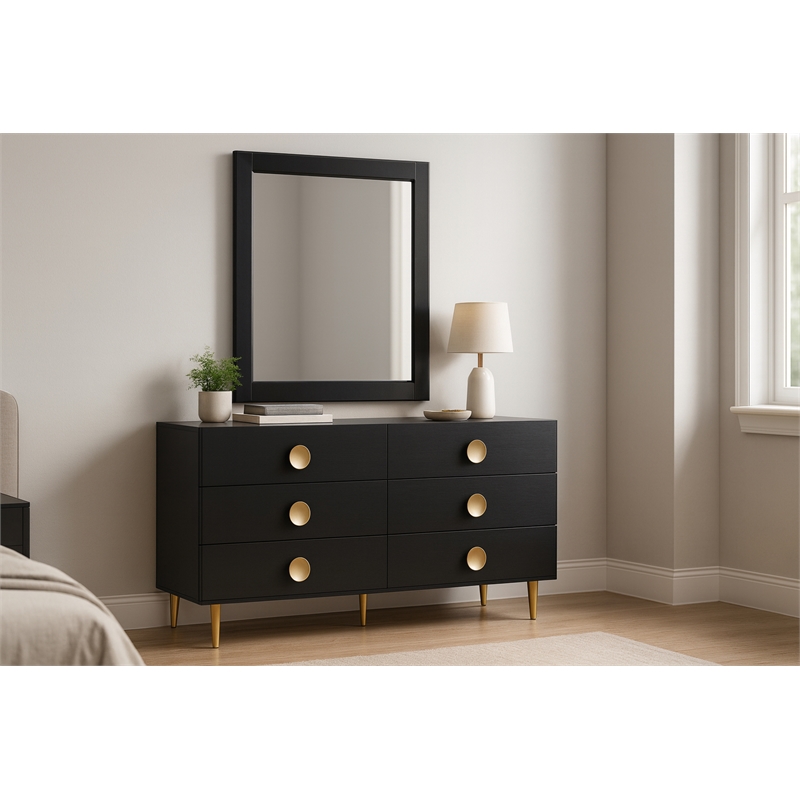 Meridian Furniture Zayne Contemporary Mirror in Rich Black Finish