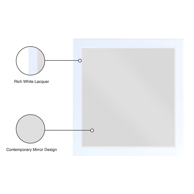 Meridian Furniture Zayne Contemporary Mirror in Rich White Finish