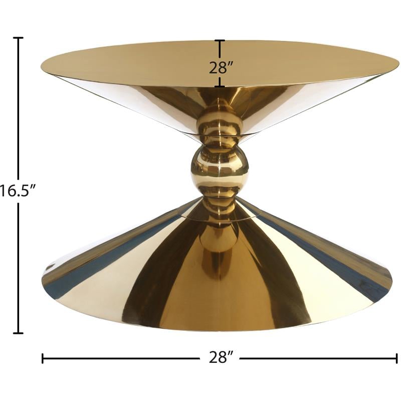 Meridian Furniture Malia Gold Metal Hourglass Shaped Coffee Table